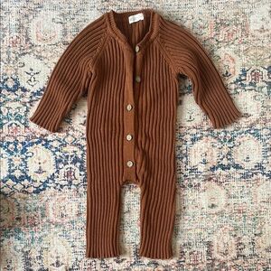 Ribbed Brown Baby Onesie